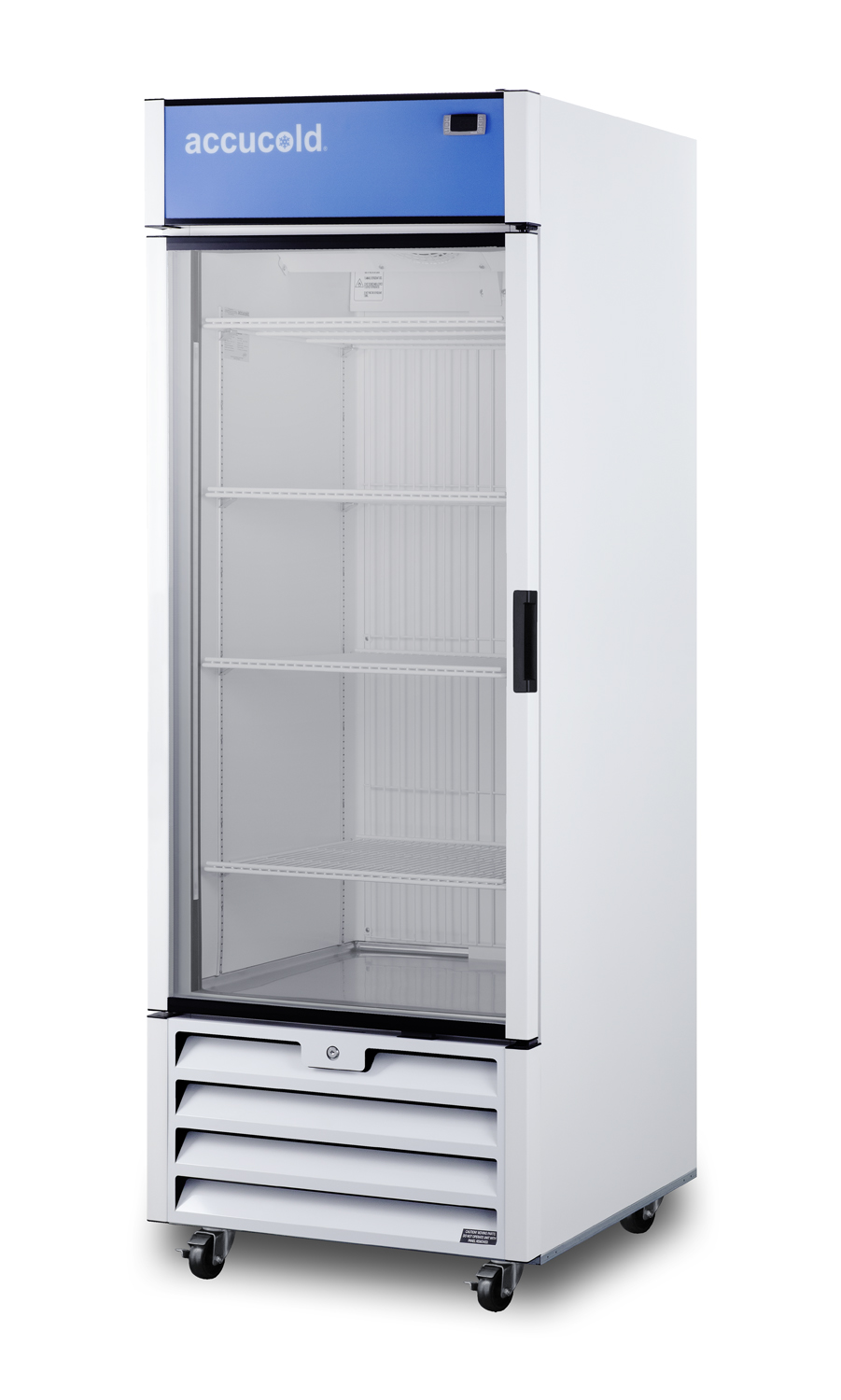 21.34 cu.ft. general purpose healthcare all-freezer with self-closing glass door, front lock, and white cabinet